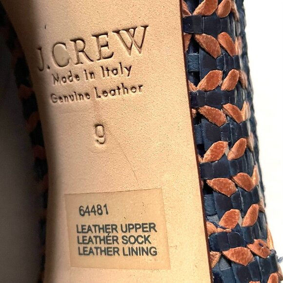 J. Crew Mona Dream Weaver Woven Pump Navy & Tan - Picture 7 of 8